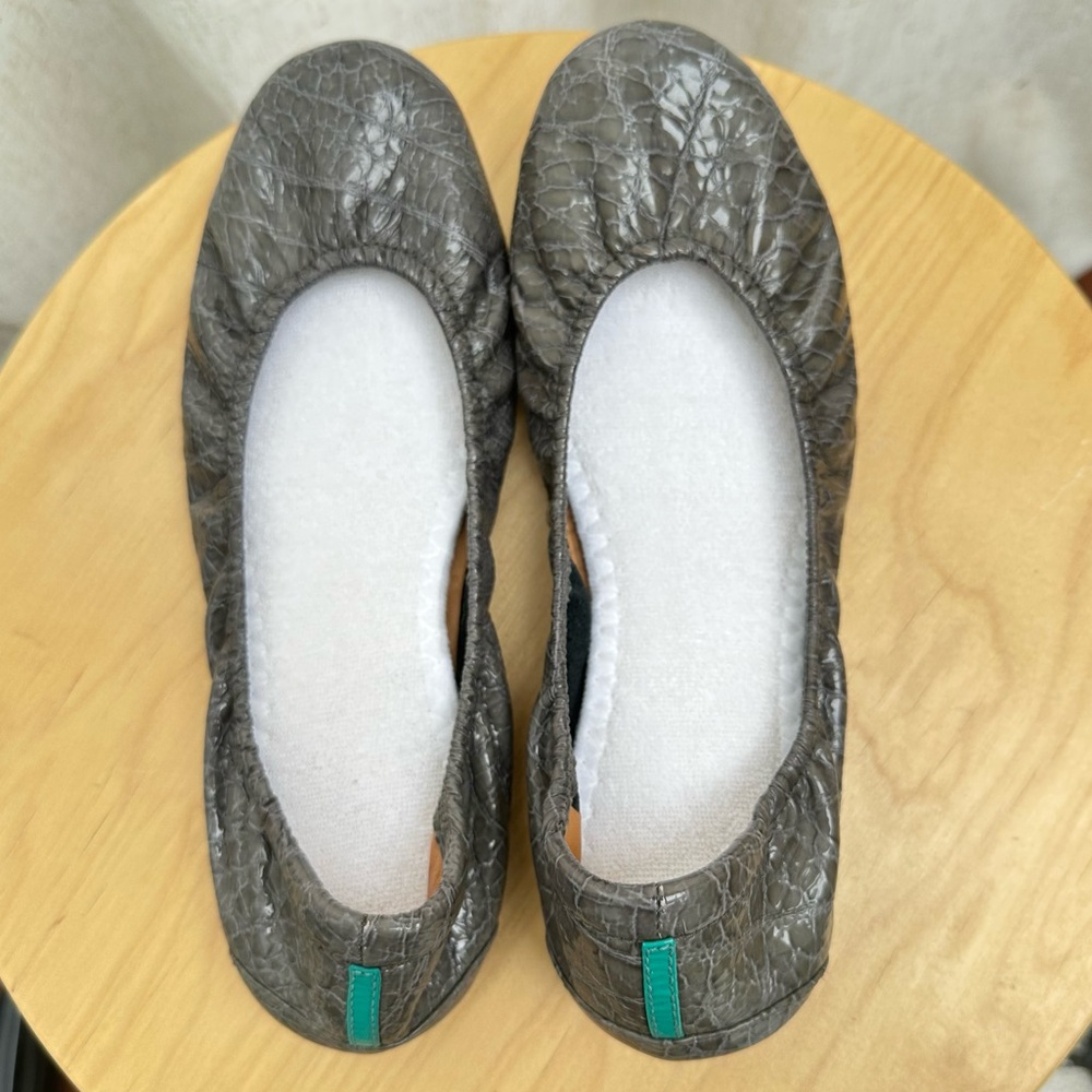 Tieks Slate Grey Croc Ballet Flats Size 8